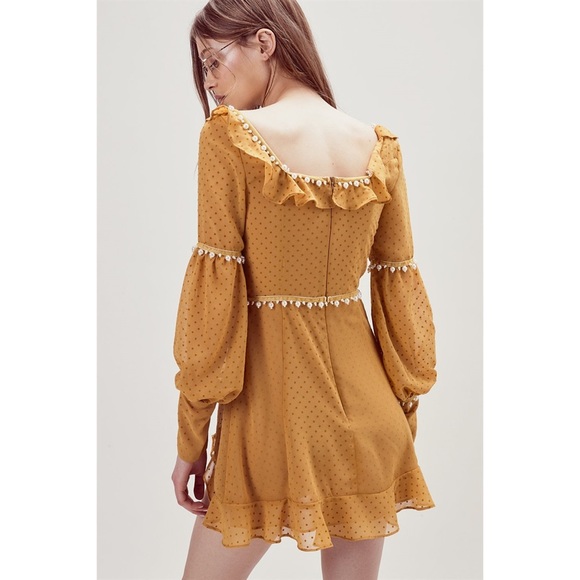 For Love & Lemons Marquee Mini Dress Mustard M NWT - Picture 16 of 16